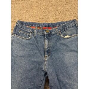 Vintage LL Bean Flannel Lined Jeans Mens 40x30 Blue Denim Straight Leg USA 90s